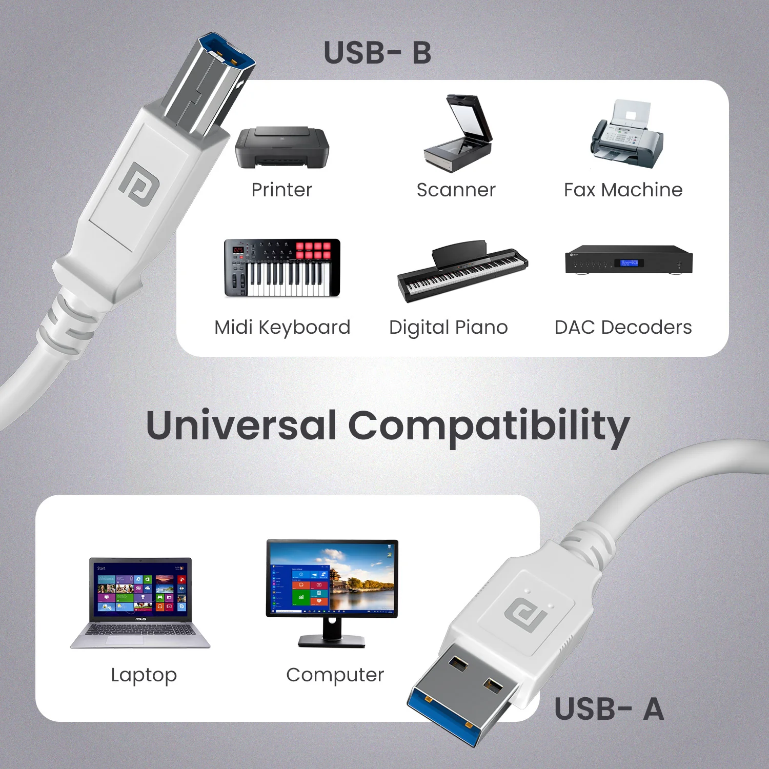 Printlink 1.5 - USB A To USB B For Printer 1.5M Cable - Image 8