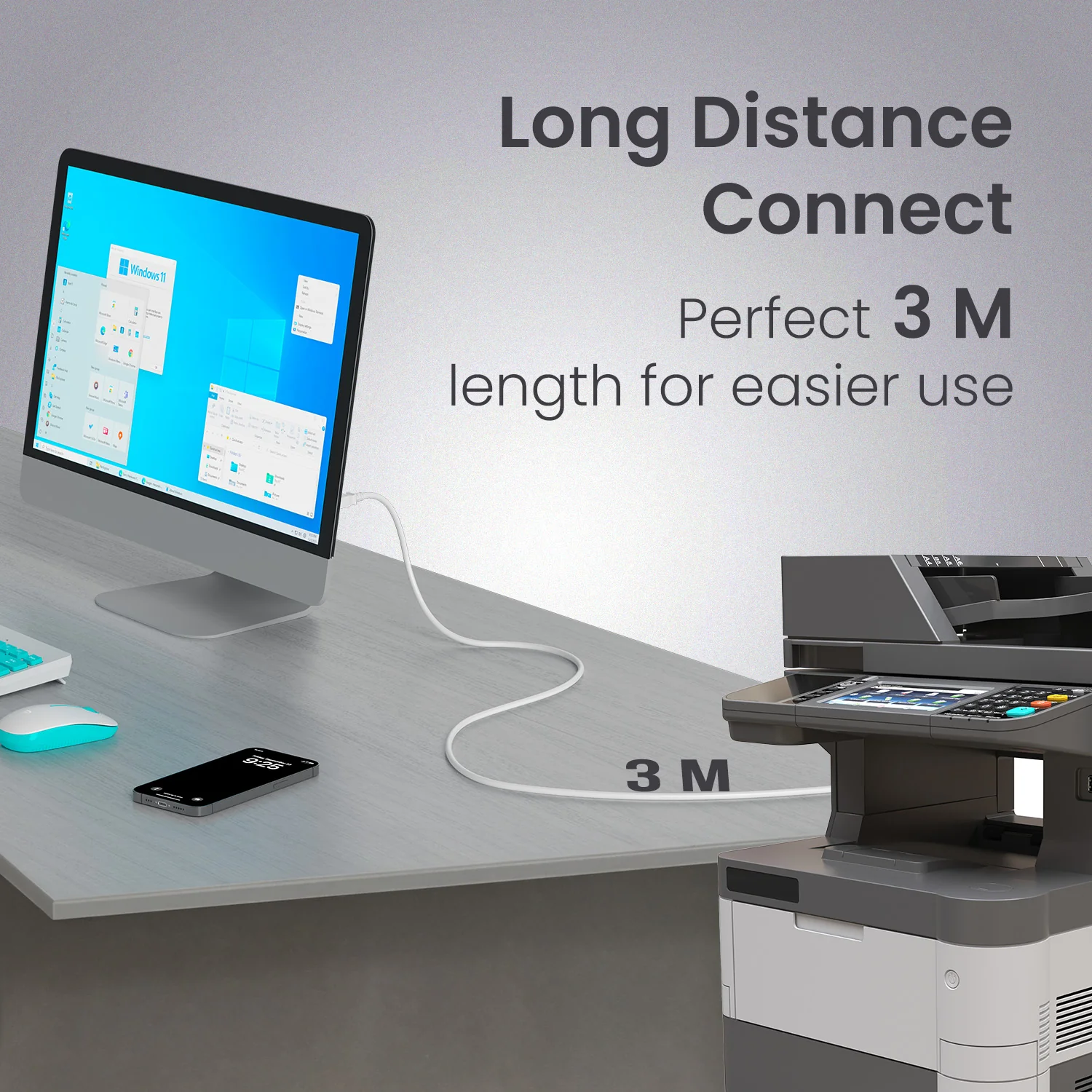 Printlink 3 - USB A To USB B For Printer 3M Cable - Image 6
